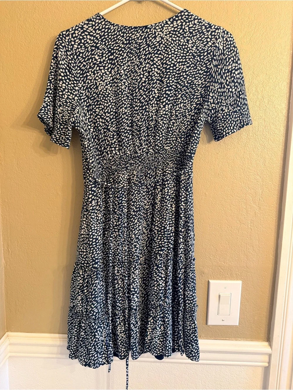 Lovestitch Navy Blue Printed V-Neck Dress
